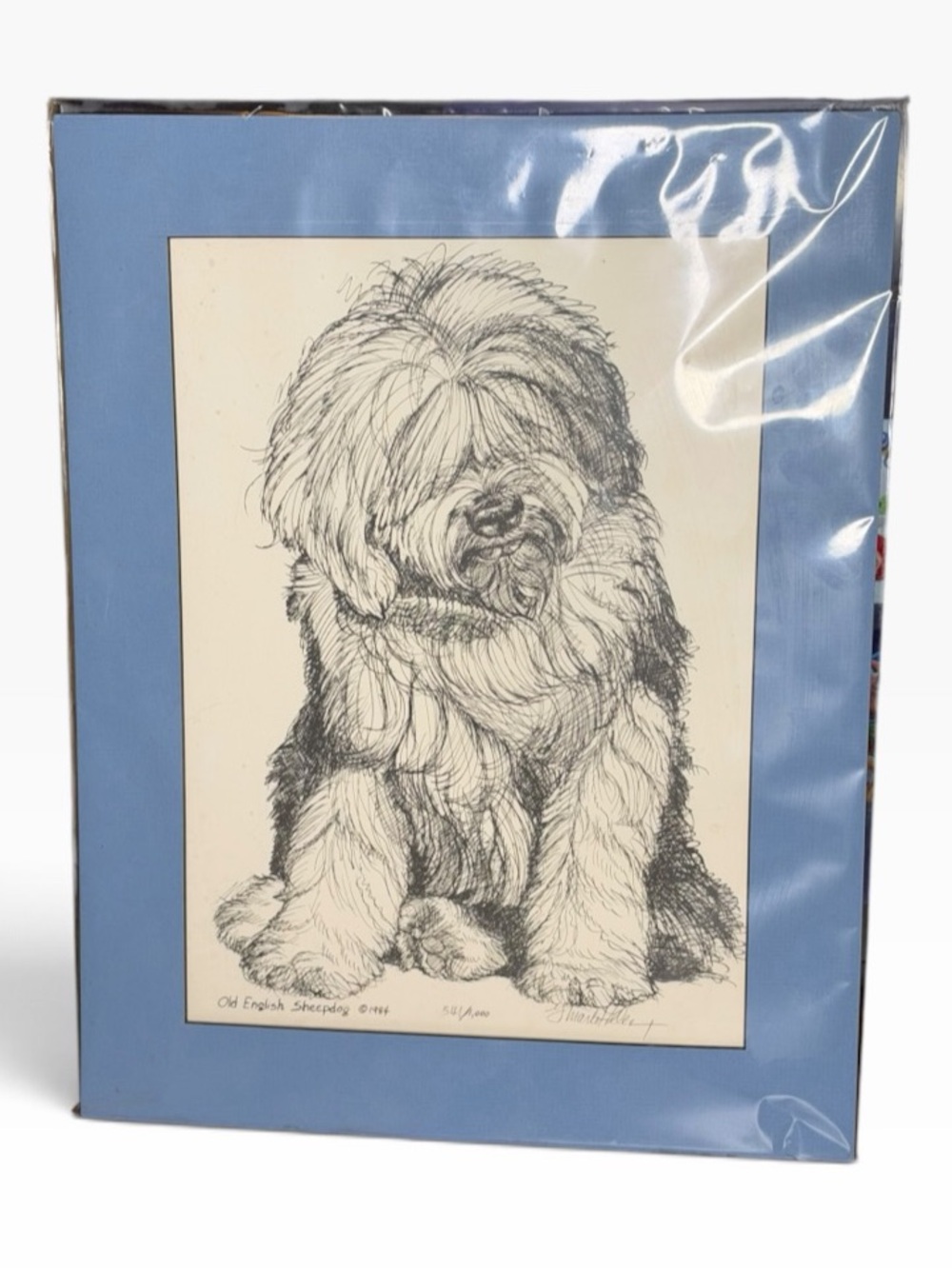 G Marlo Allen Old English Sheepdog Signed Limited Edition Print 541/1000 1984